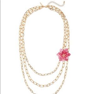 ☀️3 for 24☀️ Gold Necklace with Pink Flower